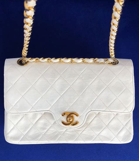 white chanel quilted bag|vintage white quilted chanel bag.